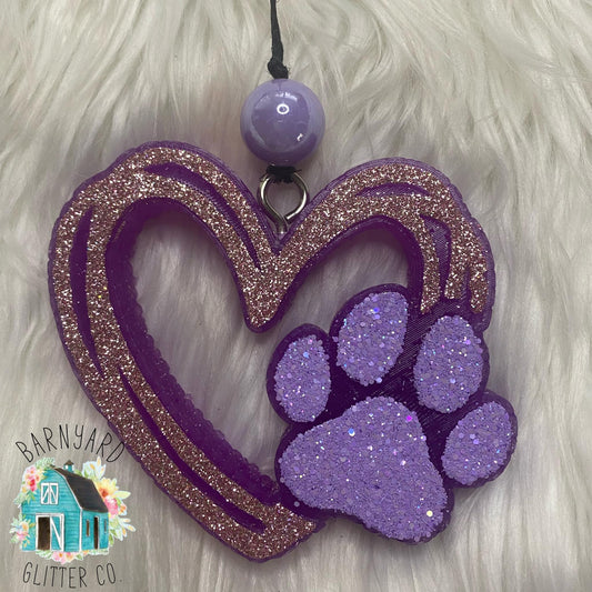 Lavender Heart With Dog Paw