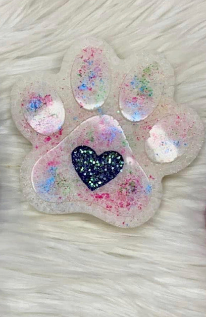 Neon Splatter Heart With Dog Paw