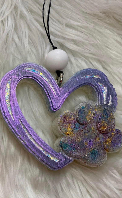 Purple Splatter Heart With Dog Paw
