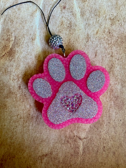 Hot Pink Heart With Dog Paw